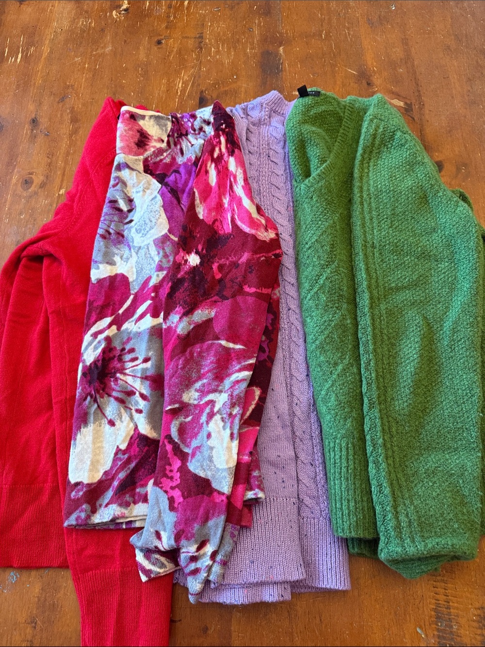 Talbots Red, Magenta Floral, Lavender and Green Women's Sweater Lot